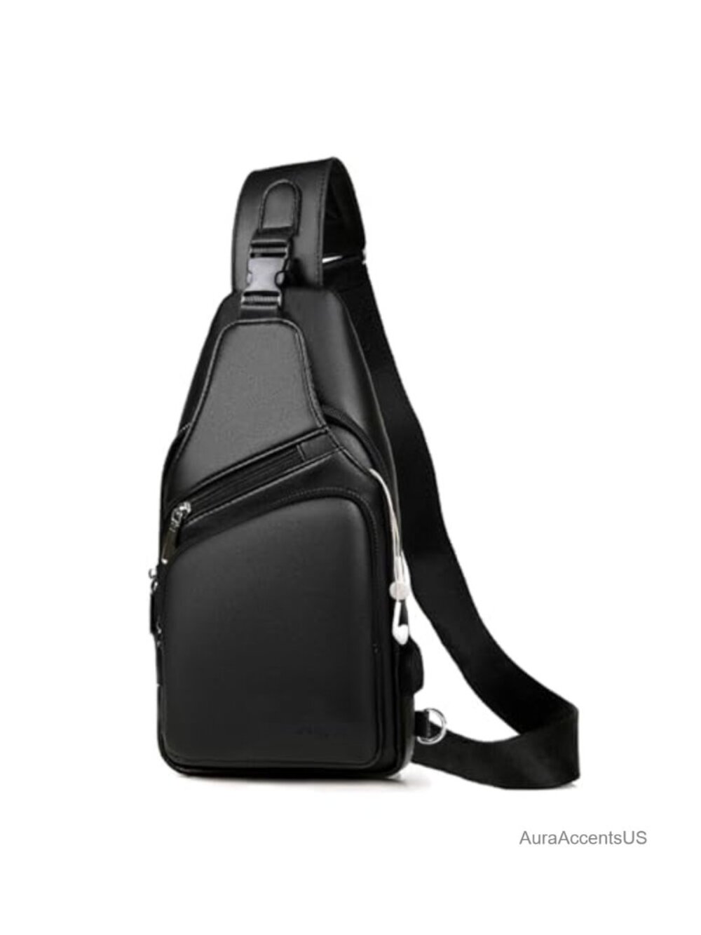 Seoky Rop Men's Waterproof Faux Leather Sling Bag Crossbody Chest Backpack USB